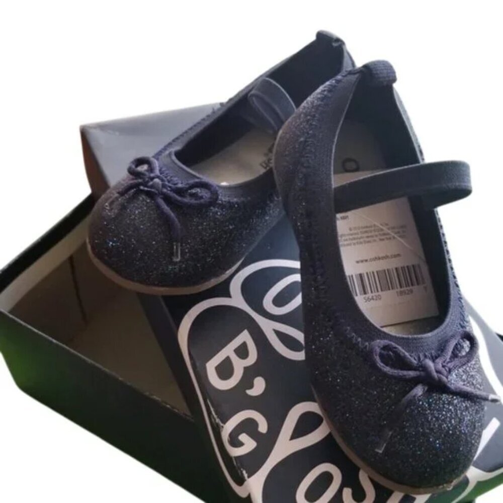 NWB oshkosh navy glitter toddler flat shoes toddler size 5